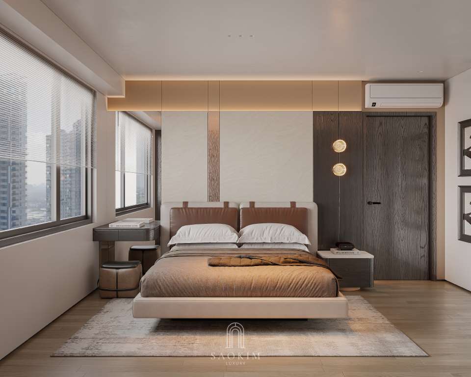 Thiết kế phòng ngủ master chung cư The Zenpark phong cách hiện đại luxury
